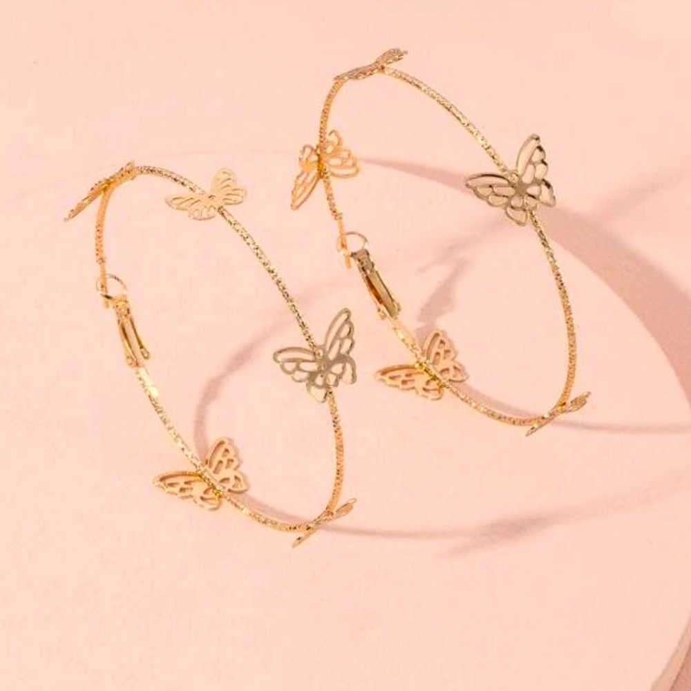 Butterfly hoop earrings